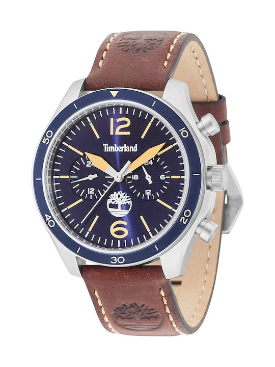 Timberland Gloucester Watch Chronograph Battery with Brown Leather Strap