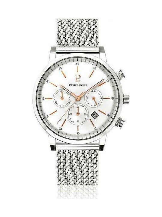 Pierre Lannier Chronograph Watch with Metal Bracelet Silver 205G108