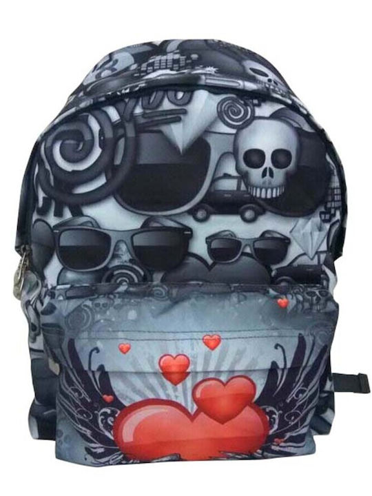 Paxos Emoji Love Tattoo School Bag Backpack Junior High-High School in Gray color