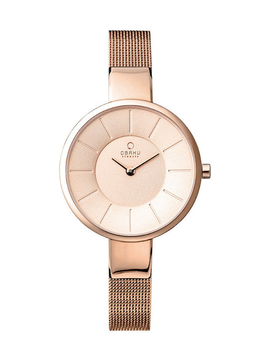 Obaku Uhr mit Rose Gold Metallarmband V149LXVVMV