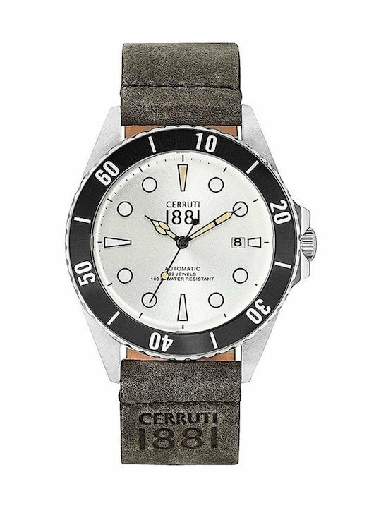 Cerruti Manarola Automatic Ανδρικό Ρολόι 42mm Αυτόματο με Γκρι Δερμάτινο Λουράκι