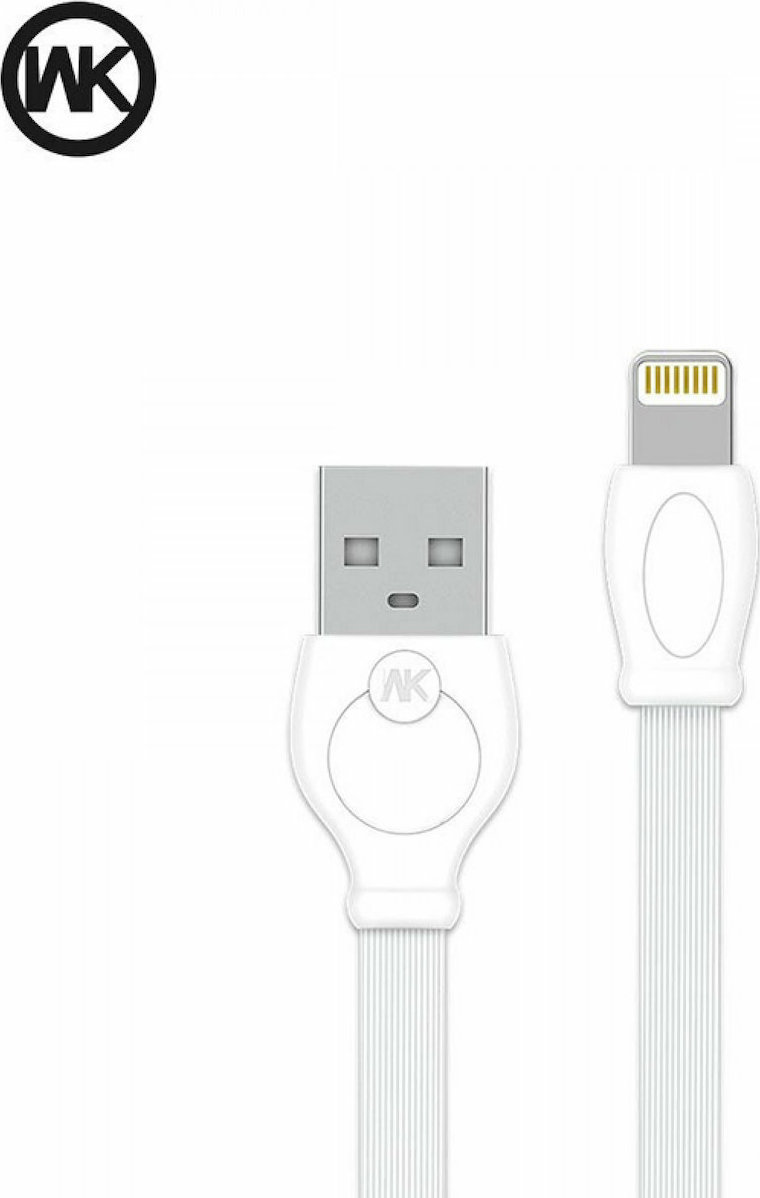 WK Flat USB to Lightning Cable Λευκό 2m (WDC023W) Skroutz.gr