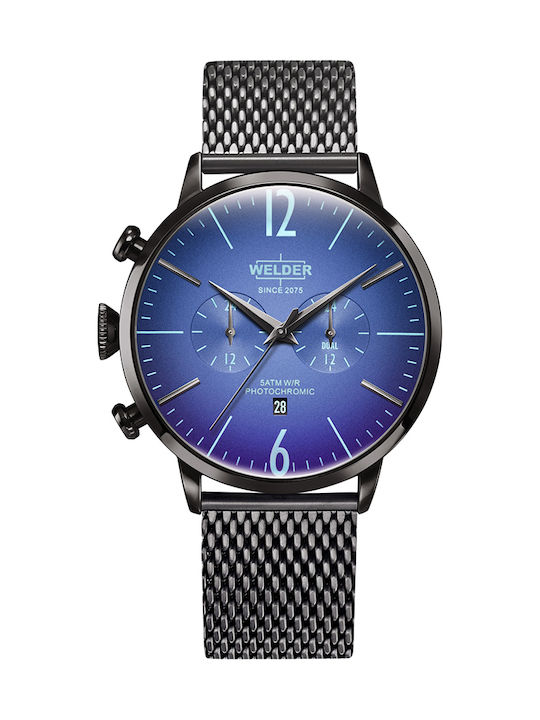 Welder Ανδρικό Ρολόι 45mm Χρονογράφος Μπαταρίας με Ασημί Μεταλλικό Μπρασελέ