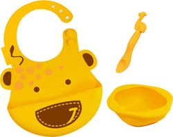 Marcus & Marcus Feeding Set Καμηλοπάρδαλη made of Silicone Yellow 3pcs for 6+ months