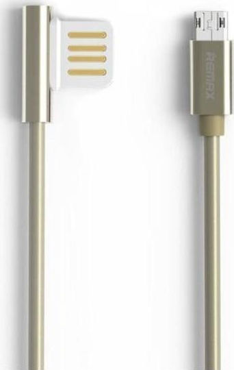 Remax Angle (90°) / Regular USB 2.0 to micro USB Cable Χρυσό 1m (Emperor)