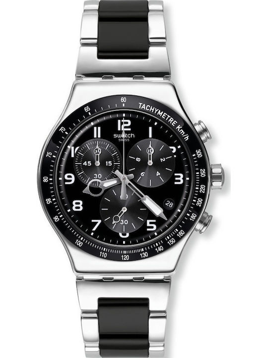 Swatch Men's Watch 43mm Chronograph Battery with Black Metal Bracelet