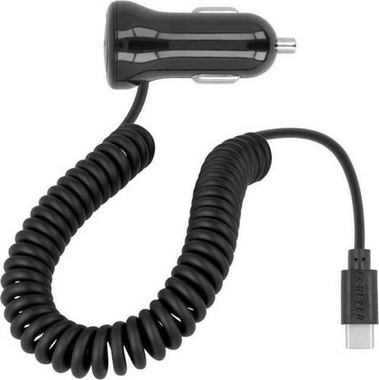 Forever M01 Încărcător Auto 2.1A cu un Port: 1xUSB împreună cu Cablu Type-C Negru Culoare