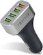 Forever Car Charger 30W 4.8A Fast Charging with Ports: 4xUSB Black Color