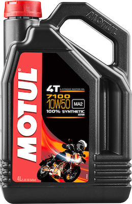 Motul 7100 4T Synthetic Motorcycle Oil for Four-Stroke Engines 10W-50 4lt