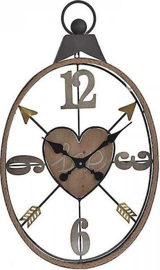 Inart Antique Wall Clock Metallic Gray 49x82cm