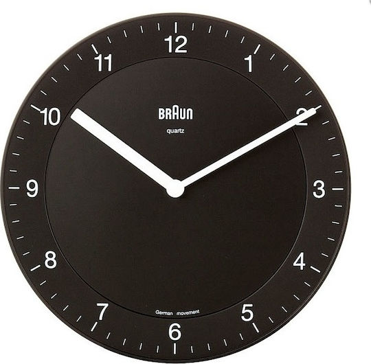 Braun BNC006BKBK Leise Wanduhr Metallisch Schwarz Ø20cm