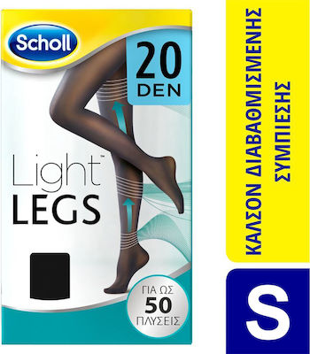 Scholl Light Legs 20 Den Graduated Compression Pantyhose Black