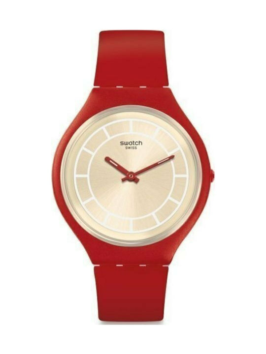 Swatch Skinhot Watch with Red Rubber Strap