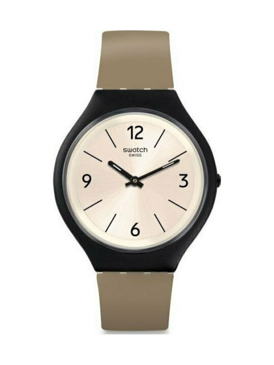 Swatch Skinsand Uhr mit Beige Kautschukarmband