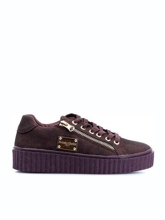 Renato Garini Damen Flatforms Sneakers Burgundisch