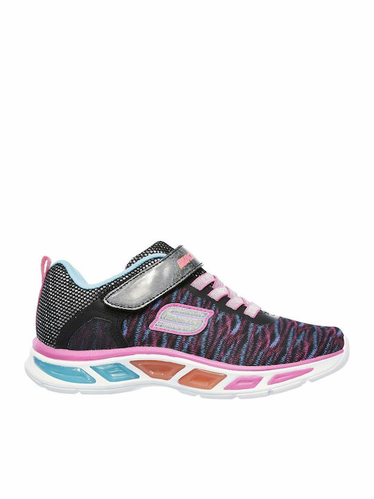 Skechers Pantofi Sport pentru Copii Alergare Blur Print Lighted Flat Gore & Strap Multicolor