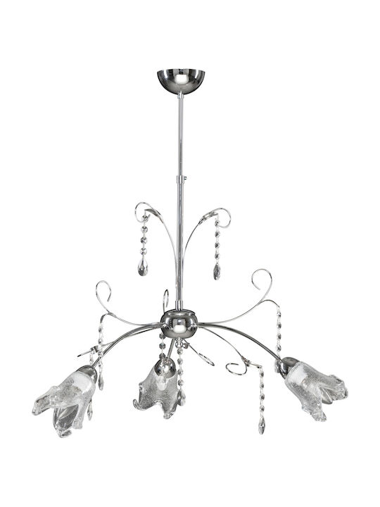 ArkoLight Pendant Light Suspension with Crystals for Socket E14, E.14 Silver