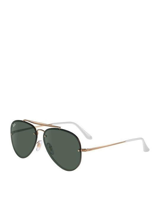 Ray Ban Blaze Aviator Men's Sunglasses with Gold Metal Frame and Green  Polarized Lens RB3584N 9050/71 - Main Image