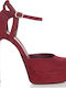 Sante Stiletto Burgundy High Heels with Strap