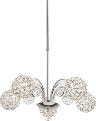 Aca Skylar Pendant Light Silver with Crystals for 5 Bulbs G9 50x30cm