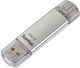 HAMA C-Laeta 16GB USB 3.1 Стик с връзка USB-A & USB-C Сребрист