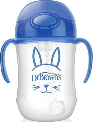 Dr. Brown's Cănuțe pentru Copii și Bebeluși cu Mânere și Pai Baby's First din Plastic Albastru 1buc 270ml pentru m+