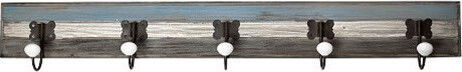 Espiel Wall Hanger Wooden 5 Hooks Silver 88x9x14cm