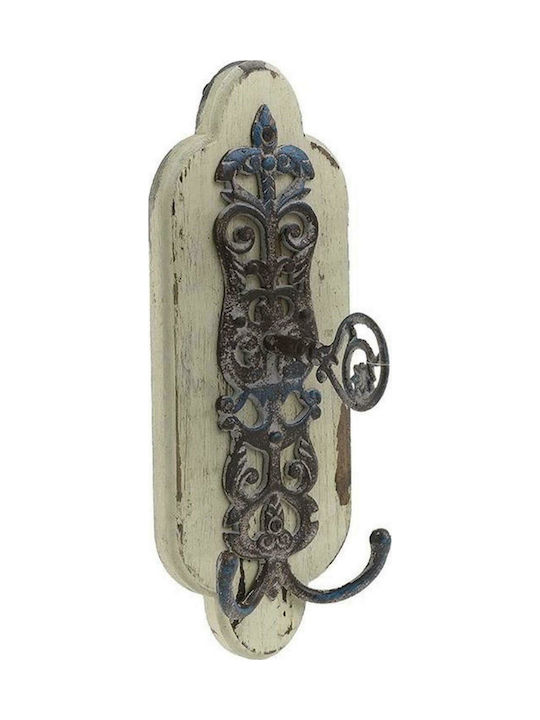 Inart Metal Vintage Wall Hanger with 3 Slots Blue 11x12x30cm