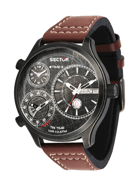 Sector Watch Chronograph Battery with Brown Leather Strap R3251504003