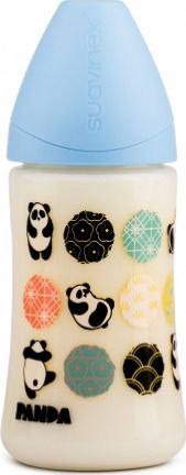 Suavinex Plastic Baby Bottle Panda Anti-Colic with Silicone Nipple for 1+ months Light Blue Light Blue 270ml