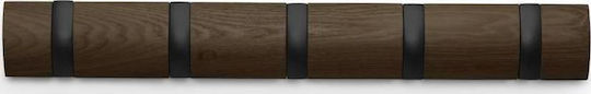 Umbra Wooden Wall Hanger 5 Hooks Brown 50.8x3.2x6.7cm