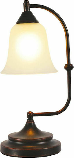 Aca Moby Metal Vintage Table Lamp for Socket E27 with White Shade and Brown Base Aca Moby Metal Vintage Table Lamp for Socket E27 with White Shade and Brown Base