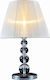 Aca Olivia Glass Table Lamp for Socket E27 with Silver Shade and Base