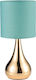 Aca Metal Table Lamp for Socket E14 with Blue Shade and Gold Base