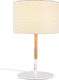 Aca Wooden Table Lamp for Socket E27 with White Shade and Base