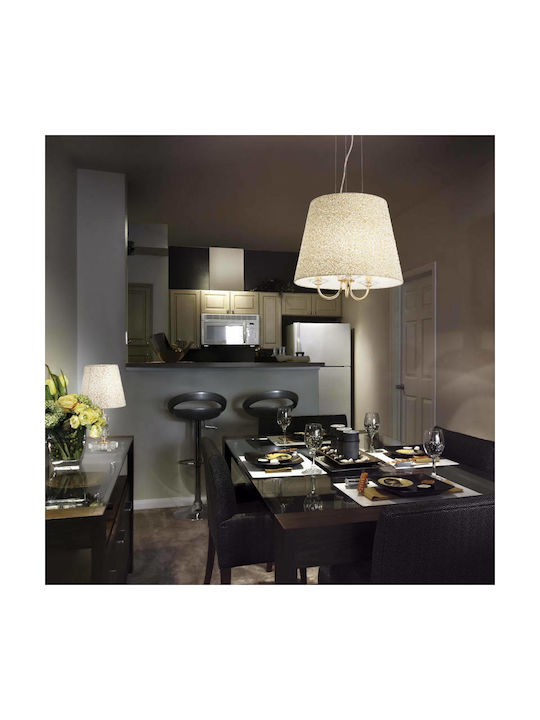 Ideal Lux Metal Table Lamp for Socket E27 with Beige Shade and Silver Base