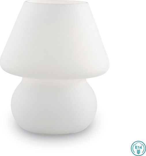 Ideal Lux Glass Table Lamp for Socket E27 with White Shade and Base