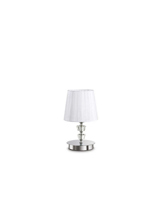Ideal Lux Μεταλλικό Πορτατίφ για Ντουί E14 με Λευκό Καπέλο και Ασημί Βάση