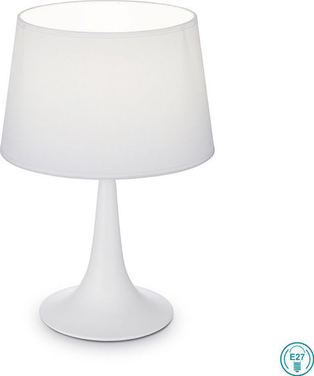 Ideal Lux Metal Table Lamp for Socket E27 with White Shade and Base