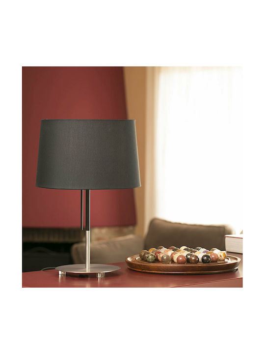 Faro Barcelona Metal Table Lamp for Socket E27 with Black Shade and Silver Base