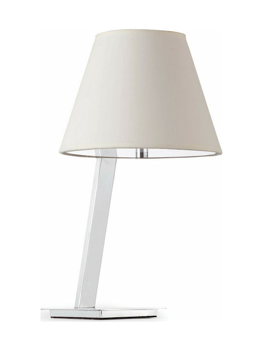 Faro Barcelona Metal Table Lamp for Socket E27 with White Shade and Silver Base