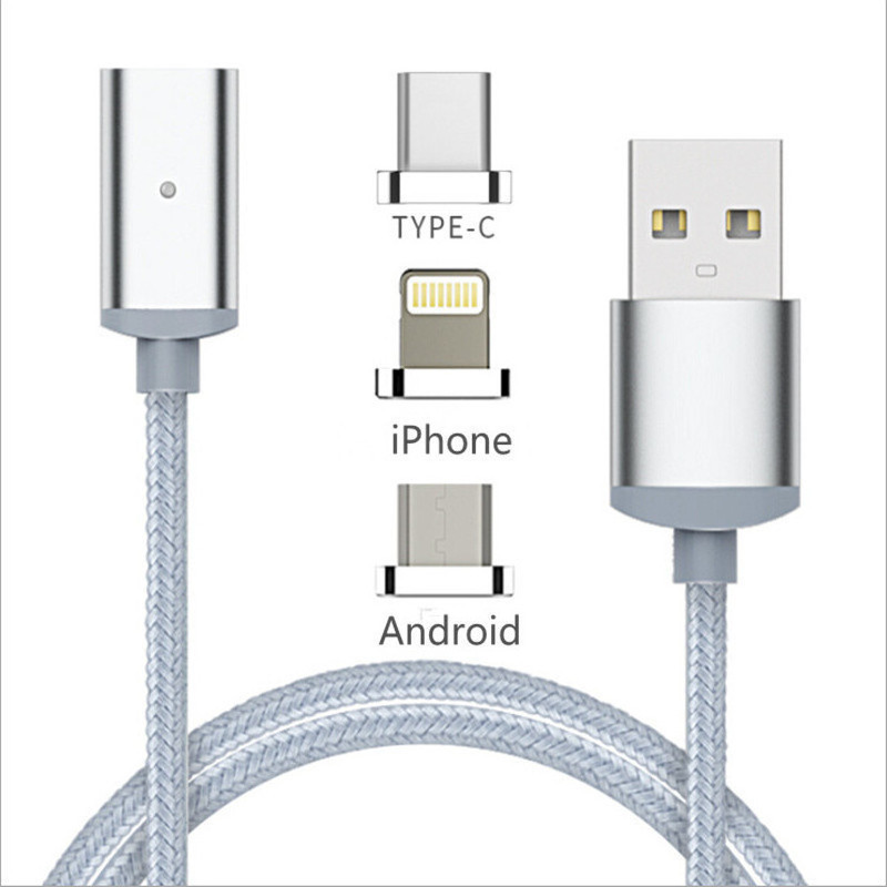 Braided / USB to Lightning / TypeC / micro USB Cable Ασημί 1
