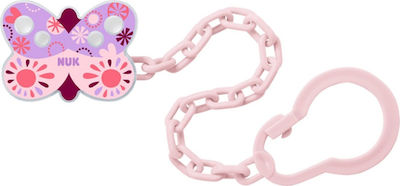 Nuk Chain Pacifier Αλυσίδα Ροζ Πεταλούδα made of Plastic Butterfly Pink /Πεταλούδα