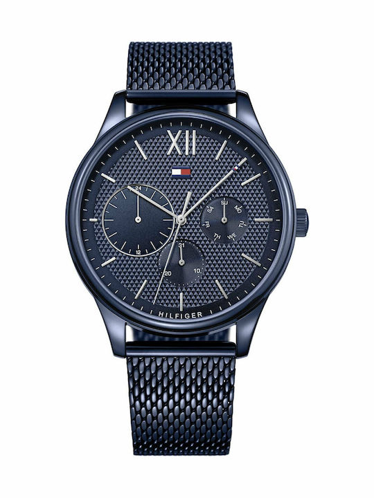 Tommy Hilfiger Damon Ανδρικό Ρολόι 44mm Χρονογράφος Μπαταρίας με Μπλε Μεταλλικό Μπρασελέ