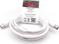 Osio Cablu Antenă Coaxial de sex masculin - Coaxial de sex feminin Alb 2.5m (OSK-1330)