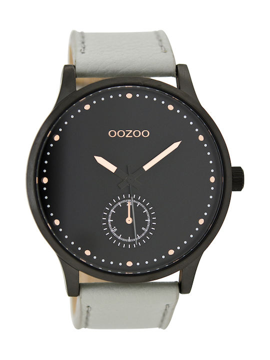 Oozoo Uhr Batterie mit Gray Lederarmband C9006