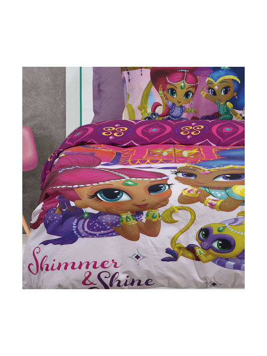 Das Home Σετ Σεντόνια Μονά Βαμβακερά Shimmer & Shine Φούξια 160x260cm 3τμχ
