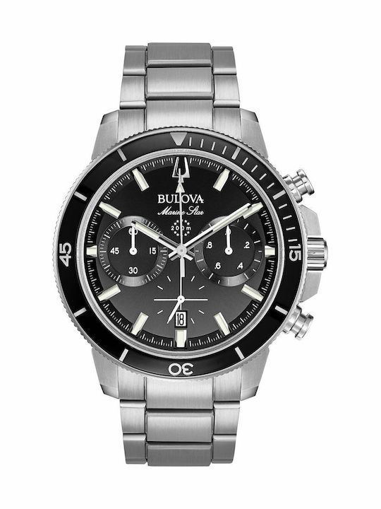 Bulova Sport Marine Star Herrenuhr 45mm Chronograph Batterie mit Silber Metallarmband