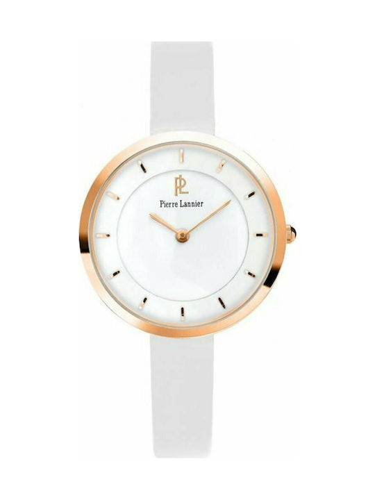 Pierre Lannier Watch with White Leather Strap 075J900