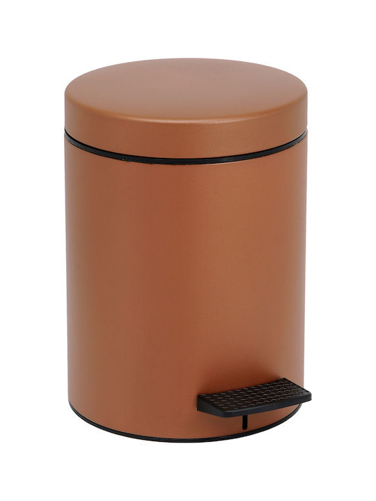 Pam & Co Metallic Toilet Bin with Soft Close Lid 5lt Brown